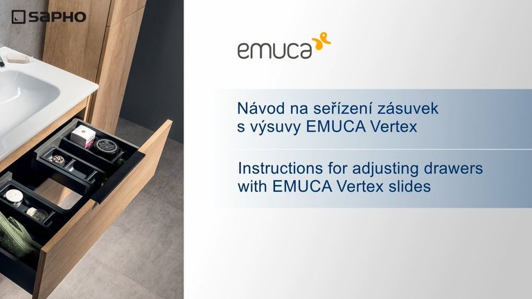 Náhled návodu: EMUCA VERTEX<br /> Návod na seřízení zásuvek s výsuvy